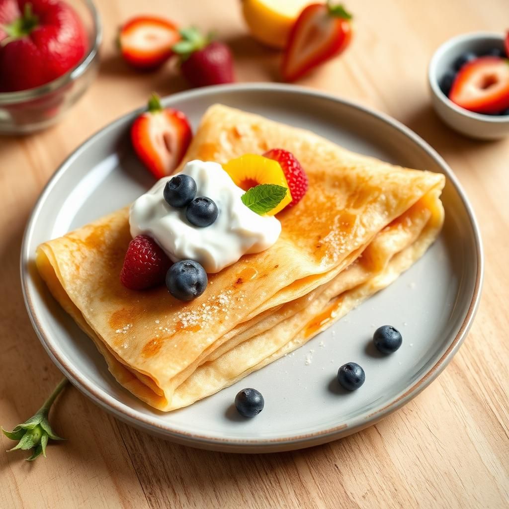 Crepes dolci fit e proteiche con yogurt e frutta