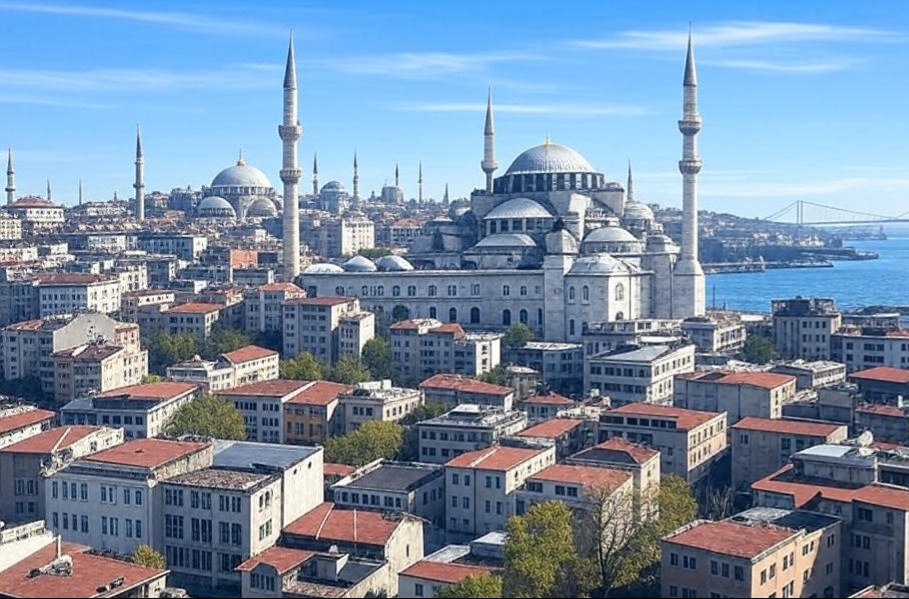 Panorama di Istanbul con la Basilica di Santa Sofia
